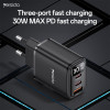 Φορτιστής Yesido YC69 USB-A + 2x Type-C 30W PD Digital Display Μαύρο