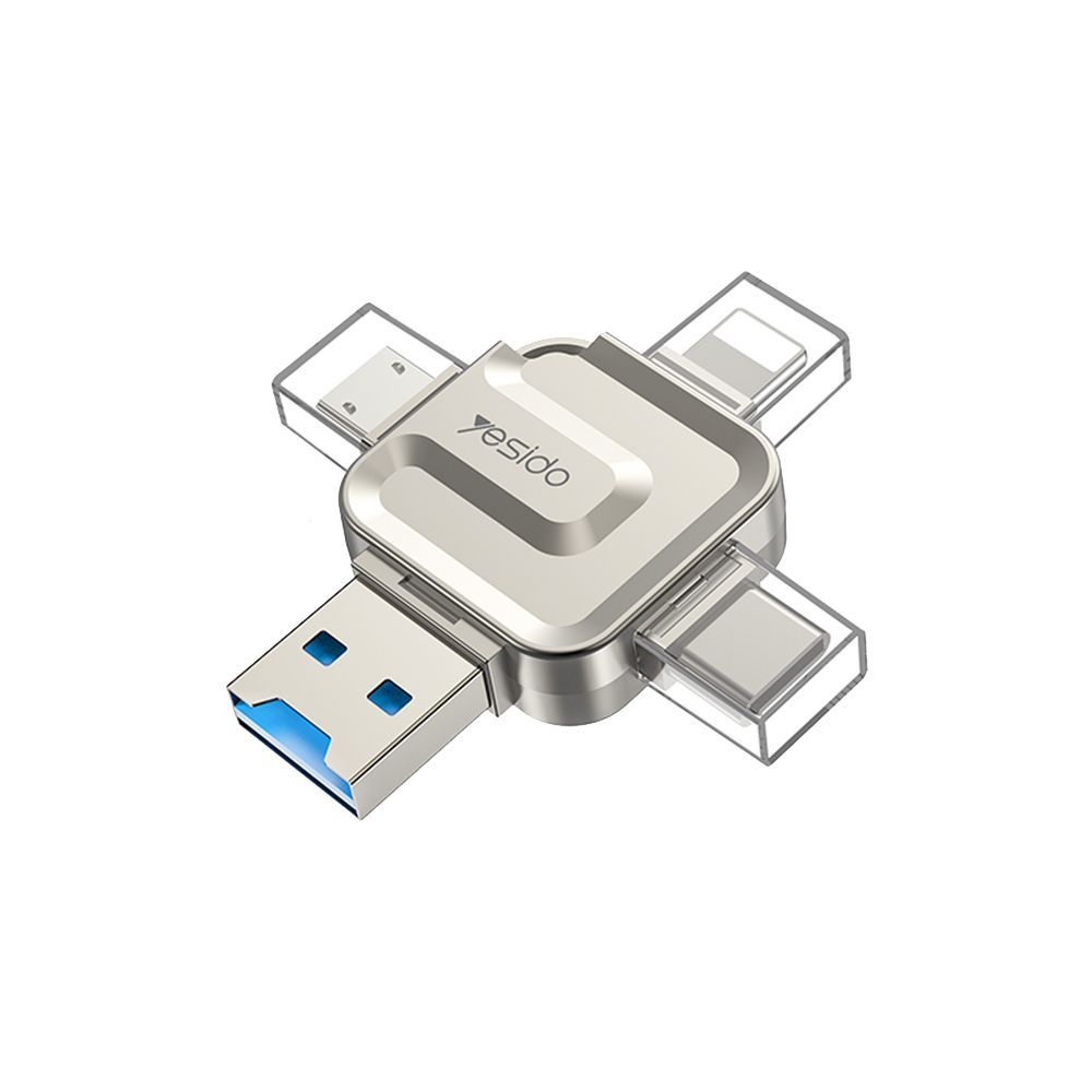 Yesido GS23 4-in-1 OTG Card Reader 3.0 Ασημί