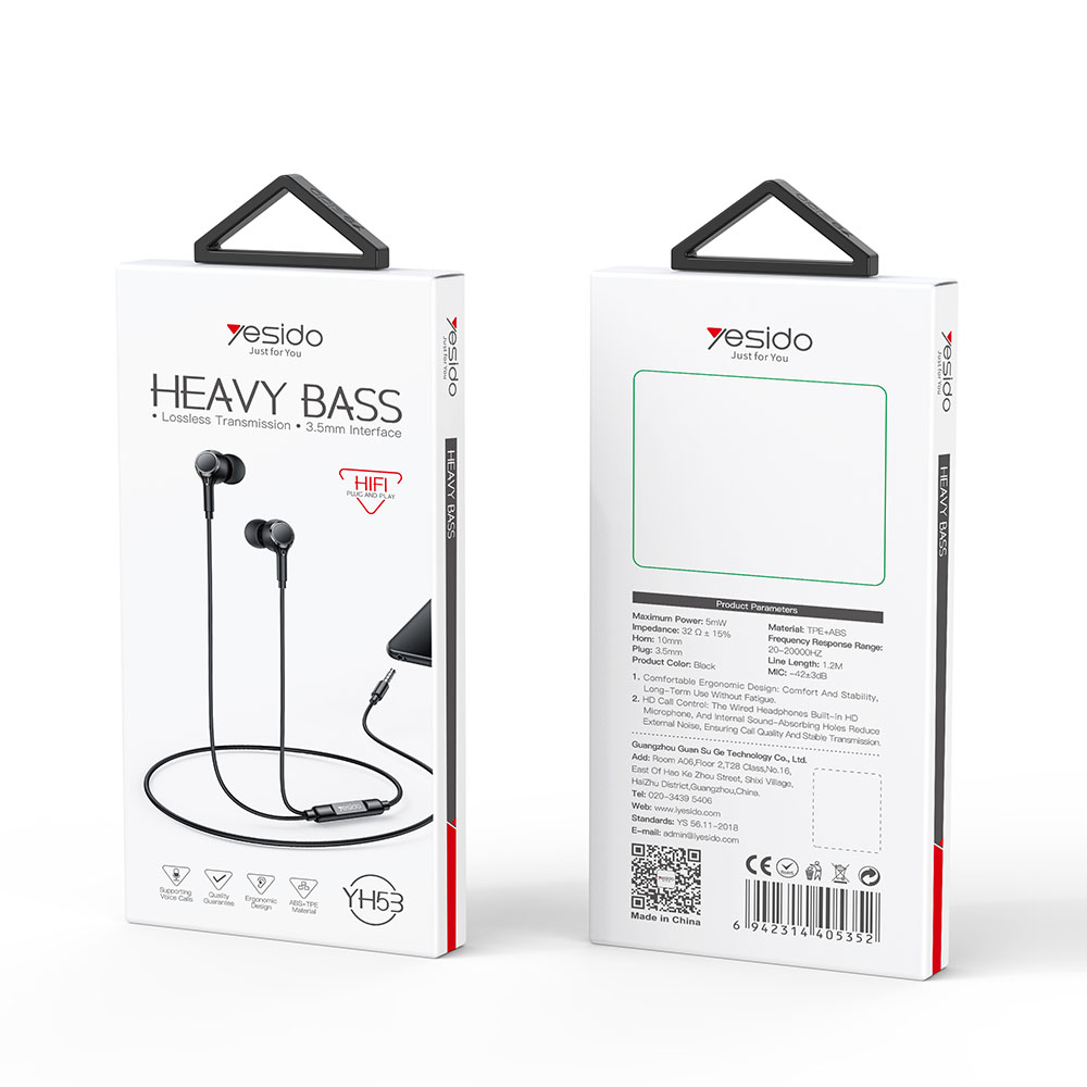 Ακουστικά Yesido Heavy Bass YH53 Jack 3,5mm Μαύρο