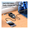USB HUB Adapter Yesido MC36 (2xUSB3.0 2xUSB-C + 220V) 1.5m GaN 65W 10A Μαύρο