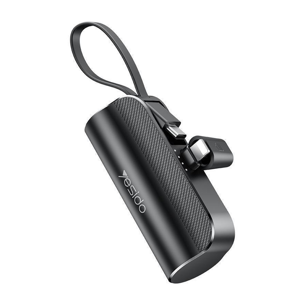 Powerbank Capsule Yesido YP68 5000mAh 12Watt Max, USB-L με καλώδιο Type-C Μαύρο