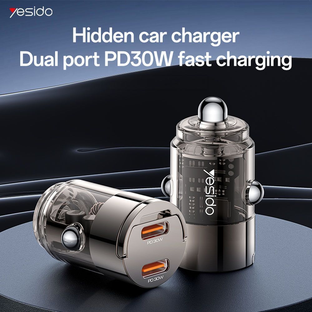 Φορτιστής Αυτοκινήτου Yesido Y69 2xUSB-C 30W Μαύρο