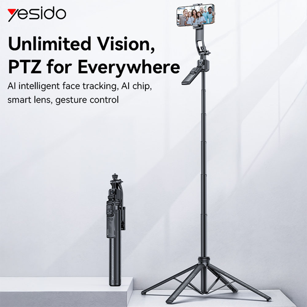 Yesido SF23 Selfie Stick Tripod με Αυτόματη Παρακολούθηση Προσώπου 360° Μαύρο