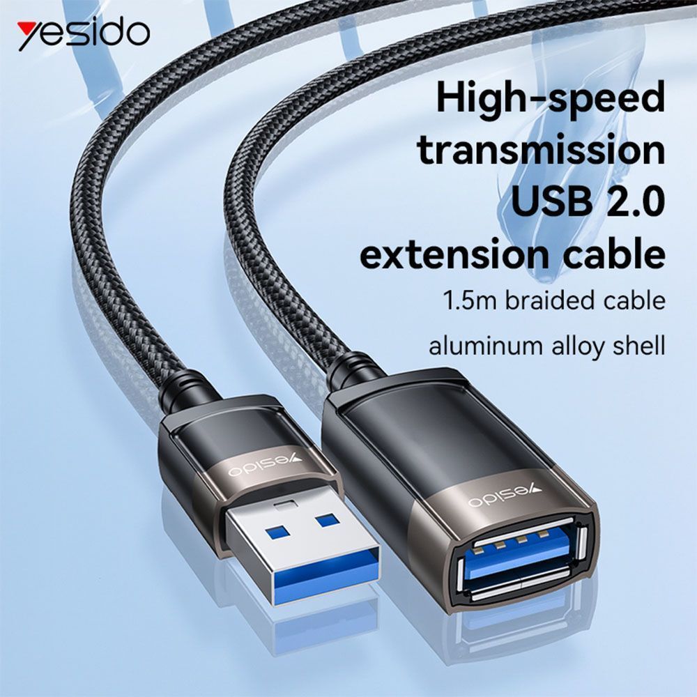 Καλώδιο Yesido GS26 USB 2.0 Male - USB 2.0 Female 1.5m Μαύρο