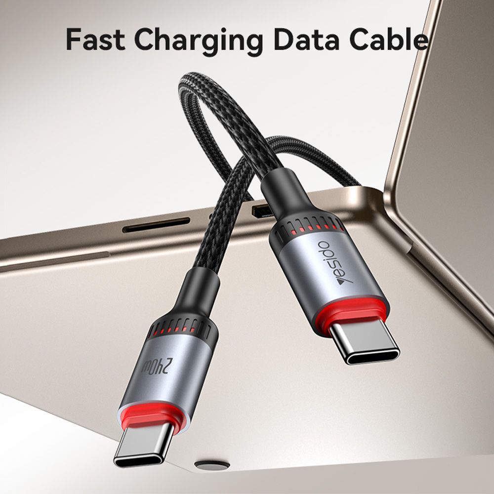 Καλώδιο Yesido CA186 Braided Type-C σε Type-C 240W 2m Μαύρο