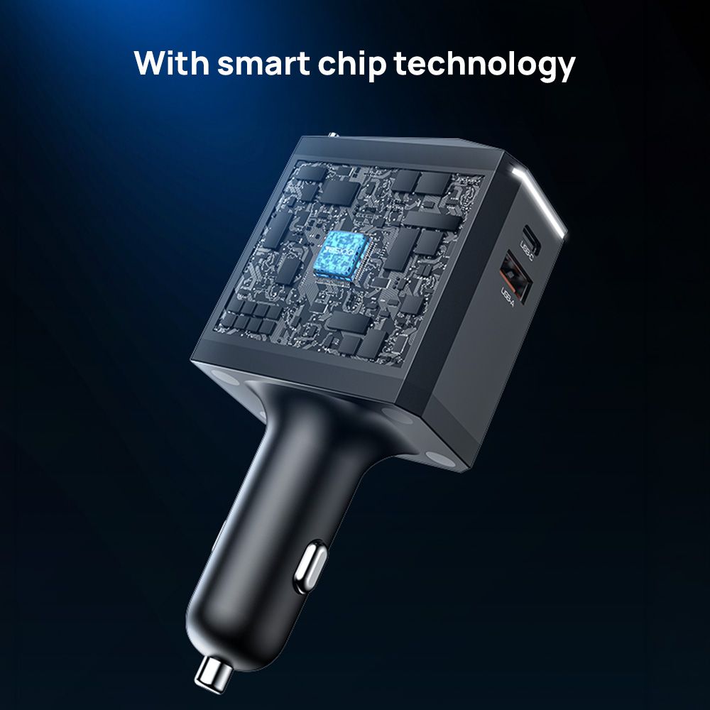 Φορτιστής Αυτοκινήτου Yesido Y71 USB-A + USB-C 125W με ενσωματωμένο καλώδιο Type-C / Lightning Μαύρο
