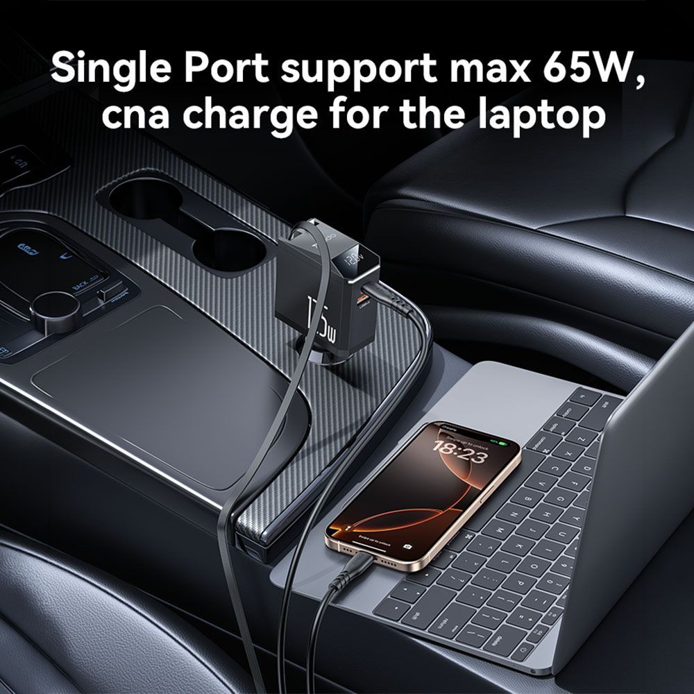 Φορτιστής Αυτοκινήτου Yesido Y71 USB-A + USB-C 125W με ενσωματωμένο καλώδιο Type-C / Lightning Μαύρο