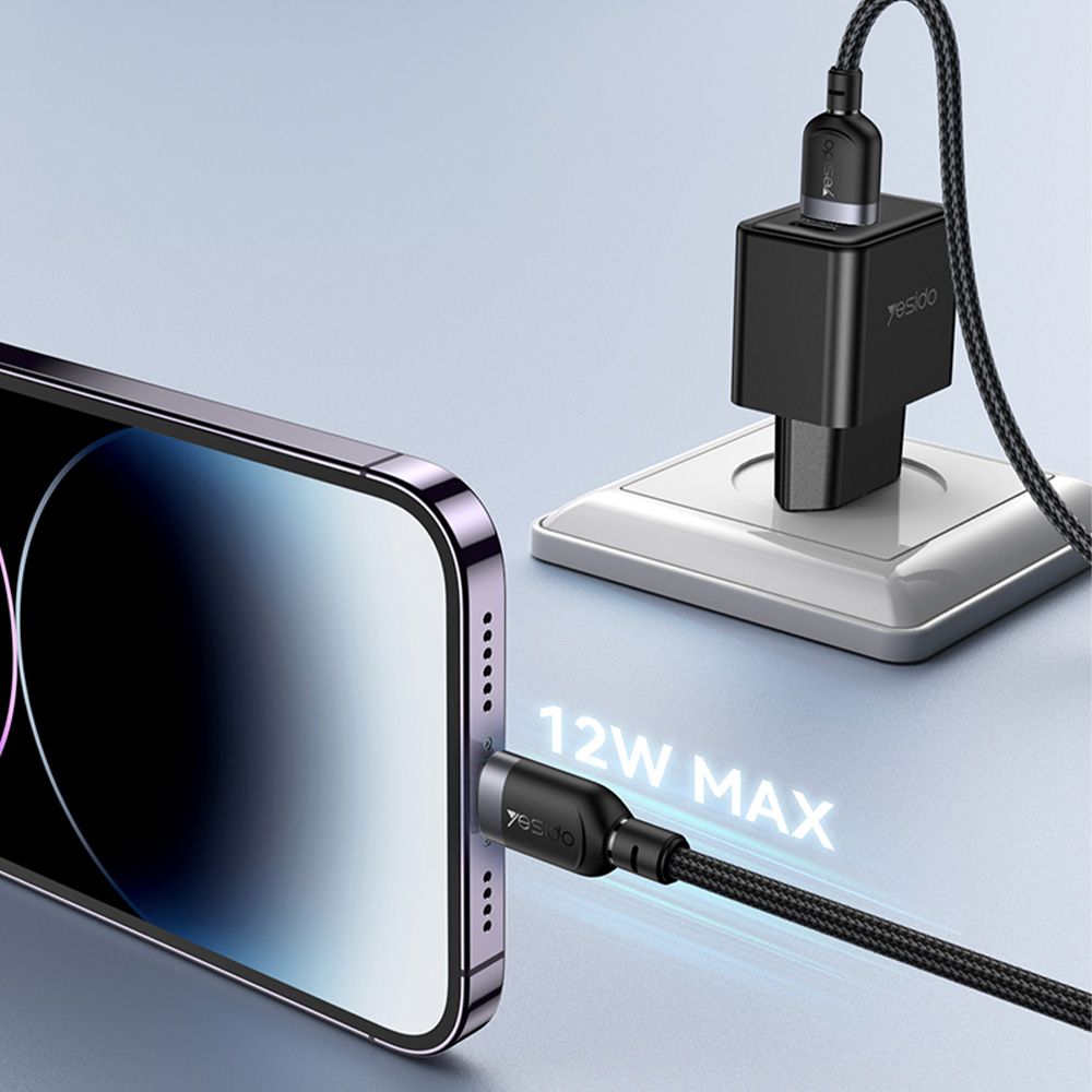 Καλώδιο Yesido CA132L Braided USB-A σε Lightning 12W 1.2m Μαύρο