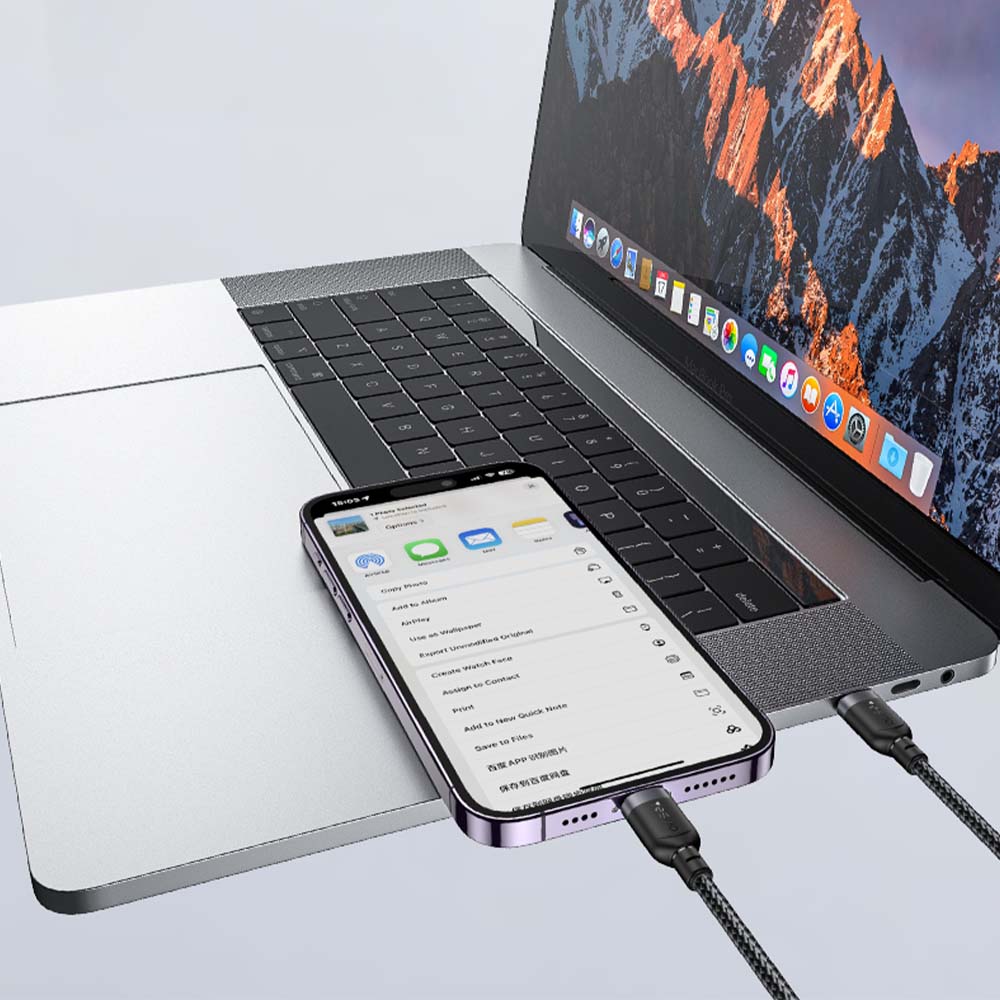 Καλώδιο Yesido CA189 Braided Type-C σε Lightning 27W 1.2m Μαύρο