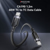 Καλώδιο Yesido CA190 Braided Type-C σε Type-C 60W 1.2m Μαύρο