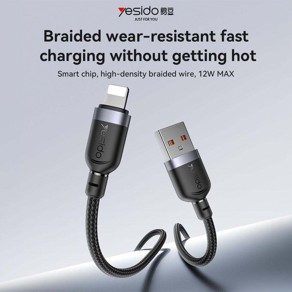 Καλώδιο Yesido CA133L Braided USB-A σε Lightning 12W 2m Μαύρο