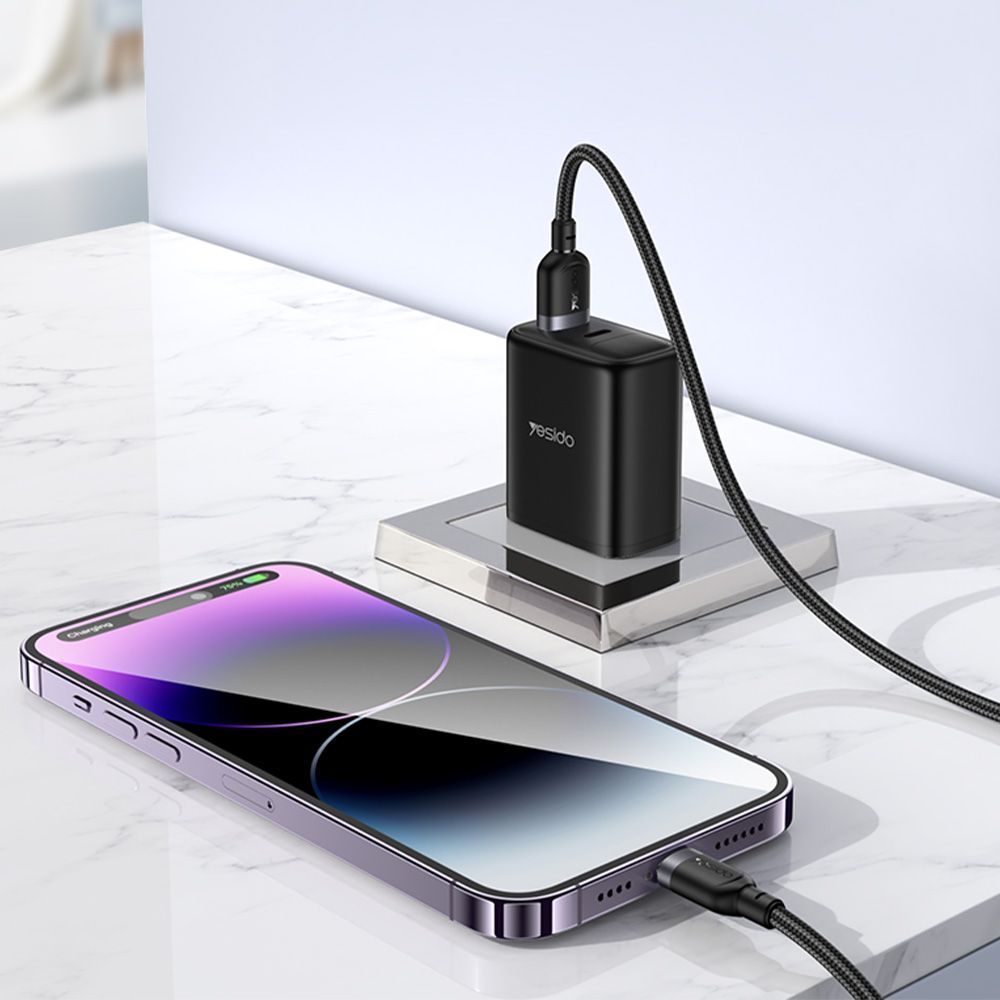 Καλώδιο Yesido CA133L Braided USB-A σε Lightning 12W 2m Μαύρο