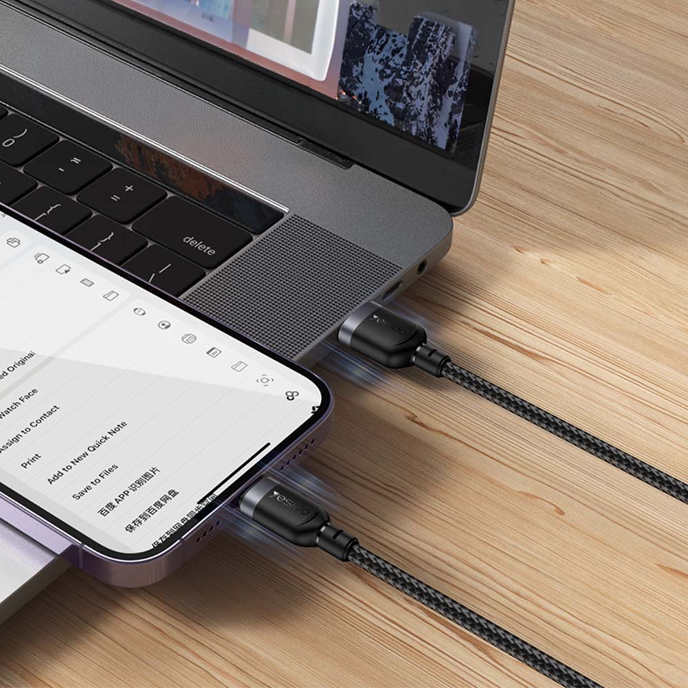 Καλώδιο Yesido CA133L Braided USB-A σε Lightning 12W 2m Μαύρο