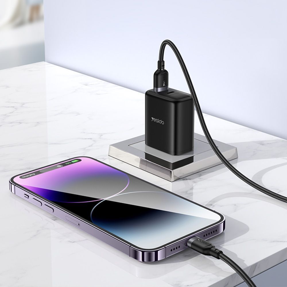 Καλώδιο Yesido CA131L Braided USB-A σε Lightning 12W 0.3m Μαύρο