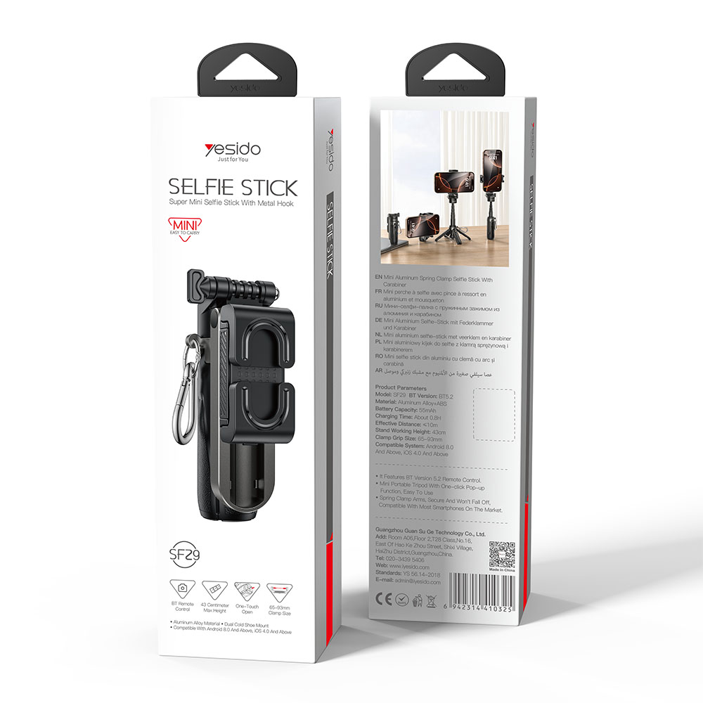 Yesido SF29 Bluetooth Mini Selfie Stick Μαύρο