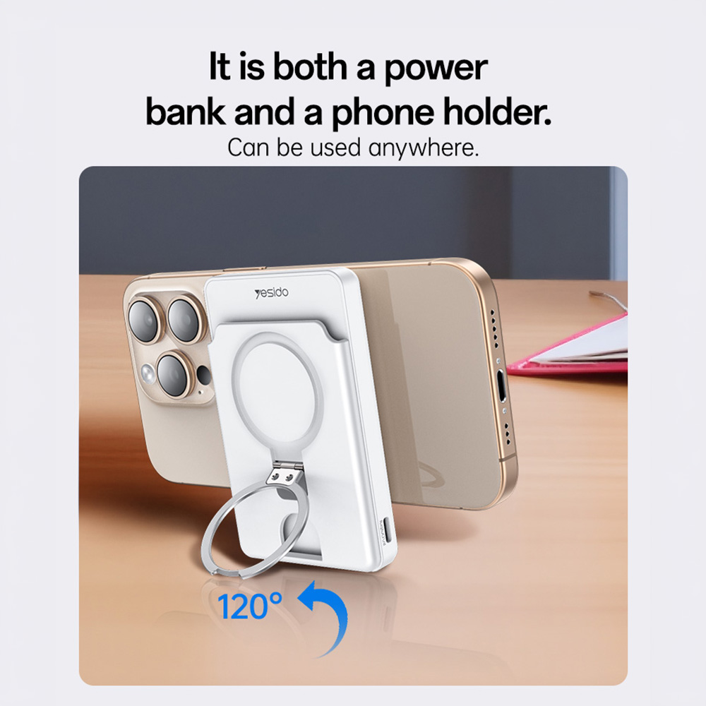 Ασύρματο Power Bank Yesido YP73 Magnetic 5000mAh και Θύρα USB-C, 20W Max, QC 4+ Λευκό