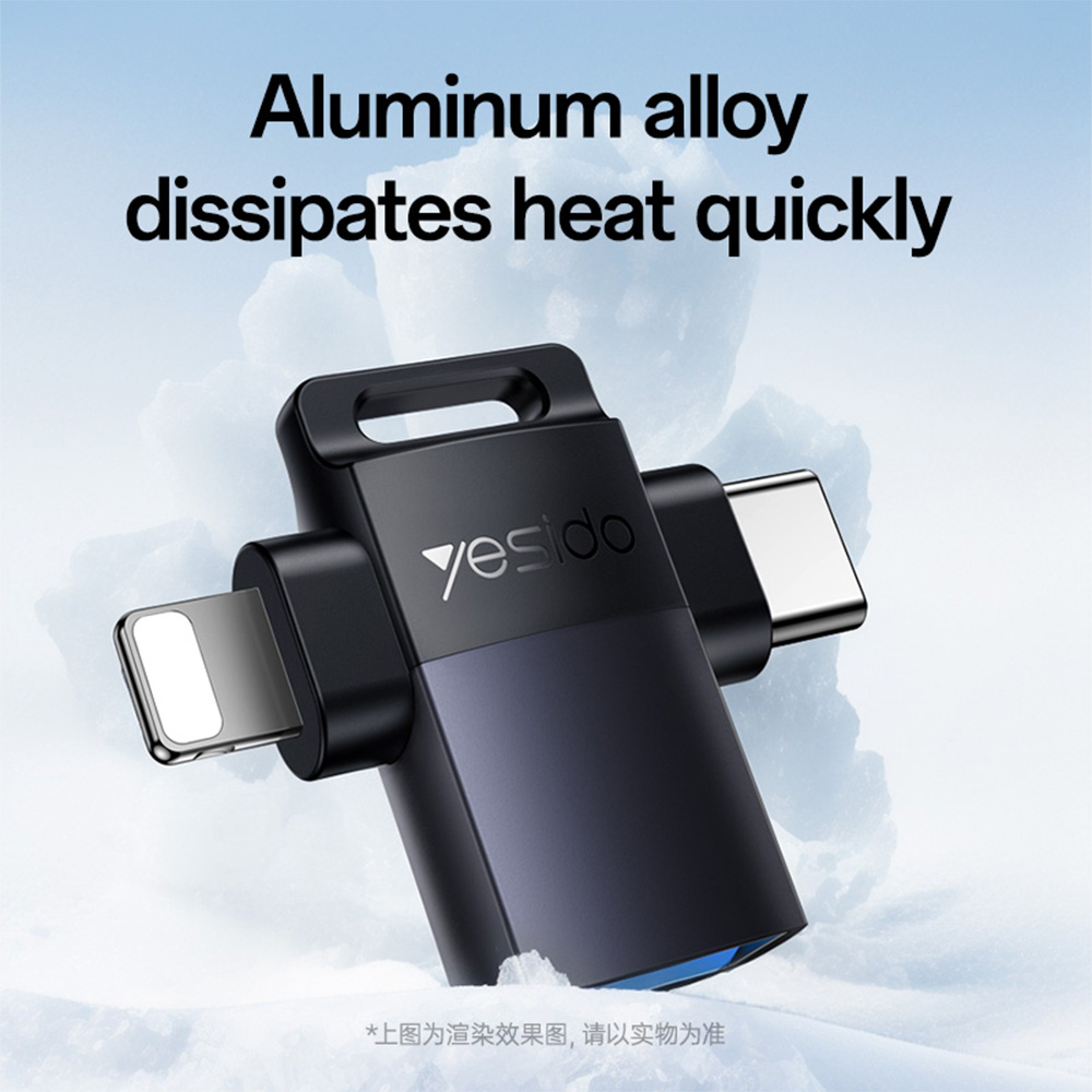 Αντάπτορας OTG Yesido GS35 Type-C / Lightning σε USB-A 3.0 Μαύρο