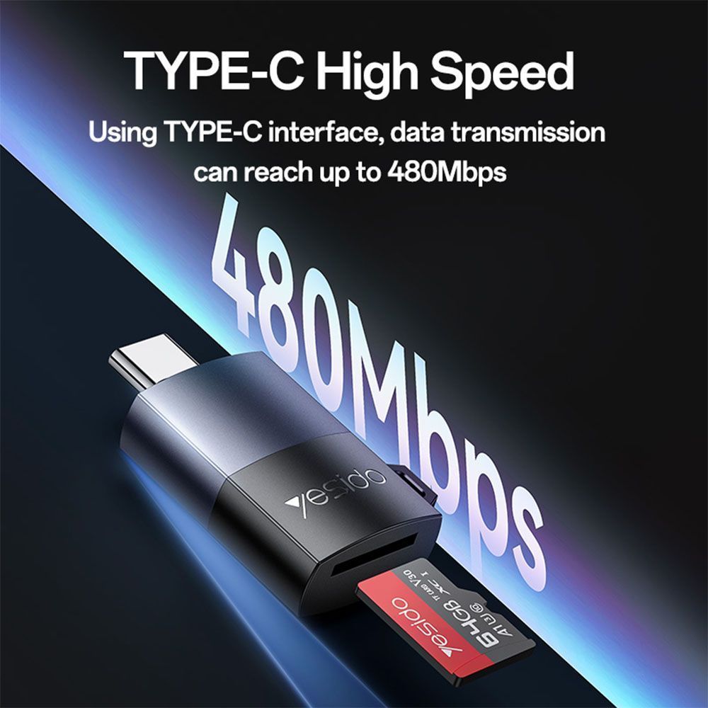 Yesido GS37 Card Reader TF με θύρα Type-C Μαύρο