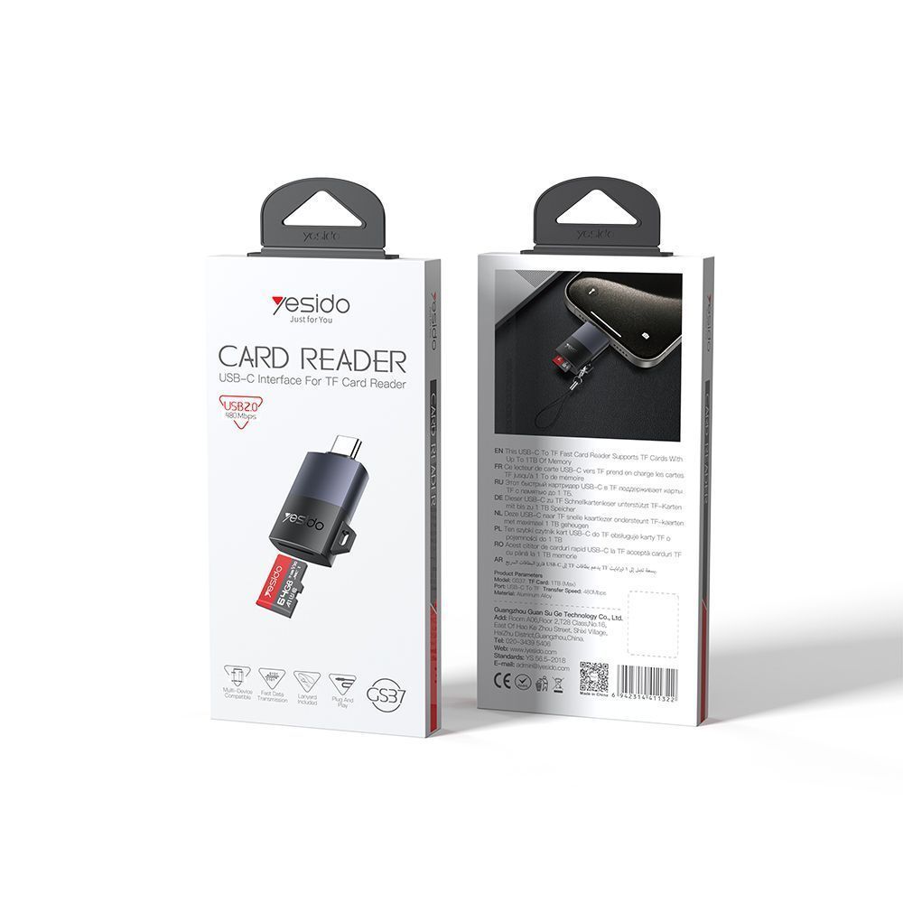 Yesido GS37 Card Reader TF με θύρα Type-C Μαύρο