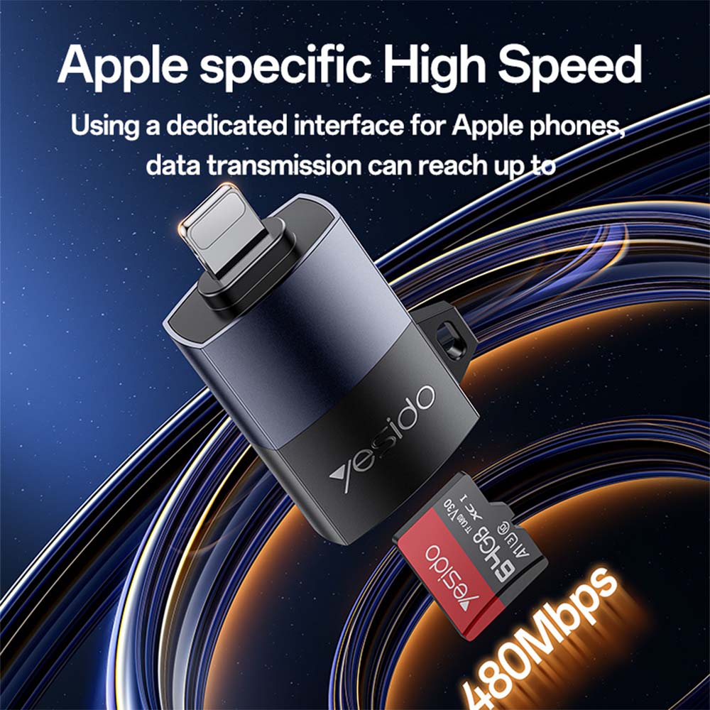 Yesido GS38 Card Reader TF με θύρα Lightning Μαύρο