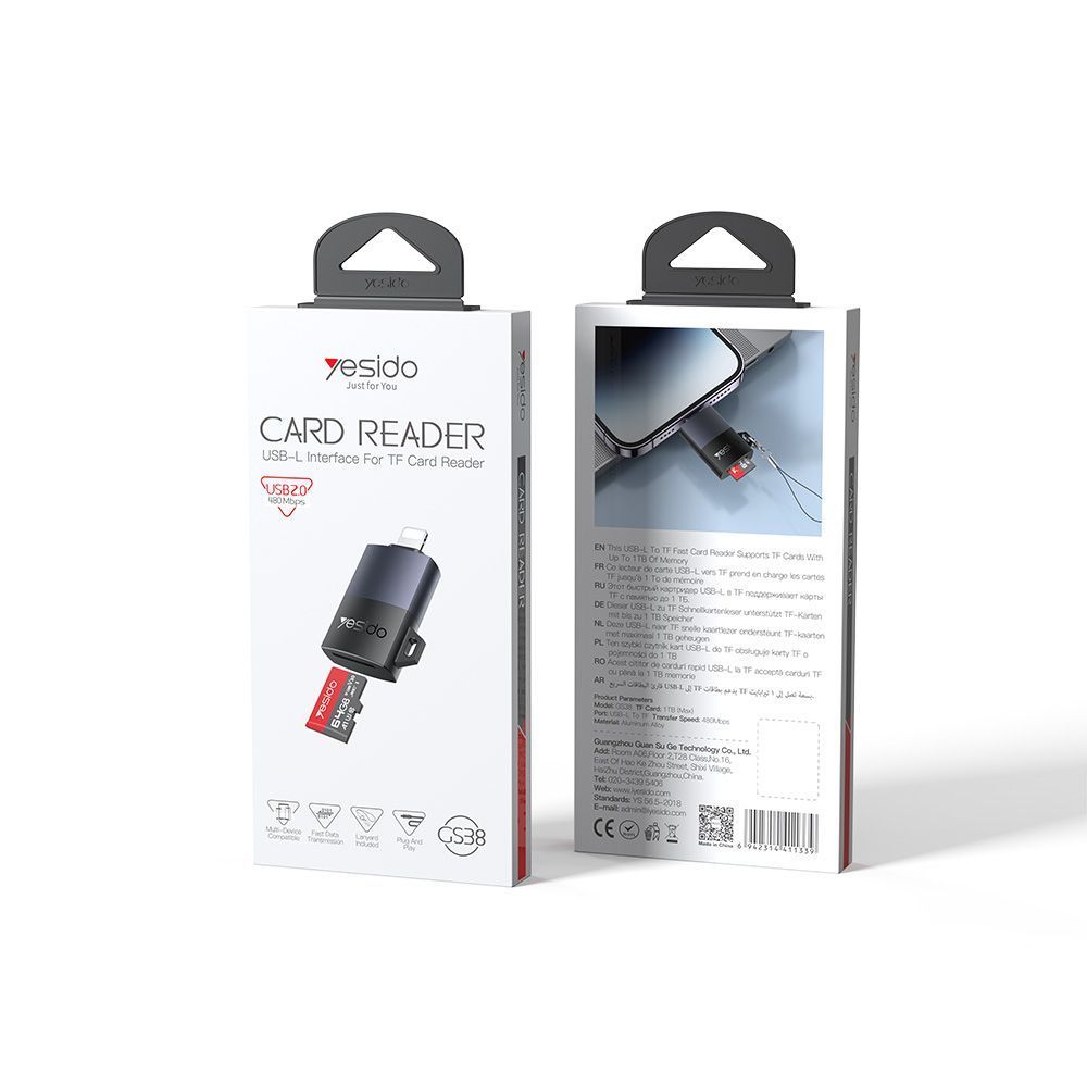 Yesido GS38 Card Reader TF με θύρα Lightning Μαύρο