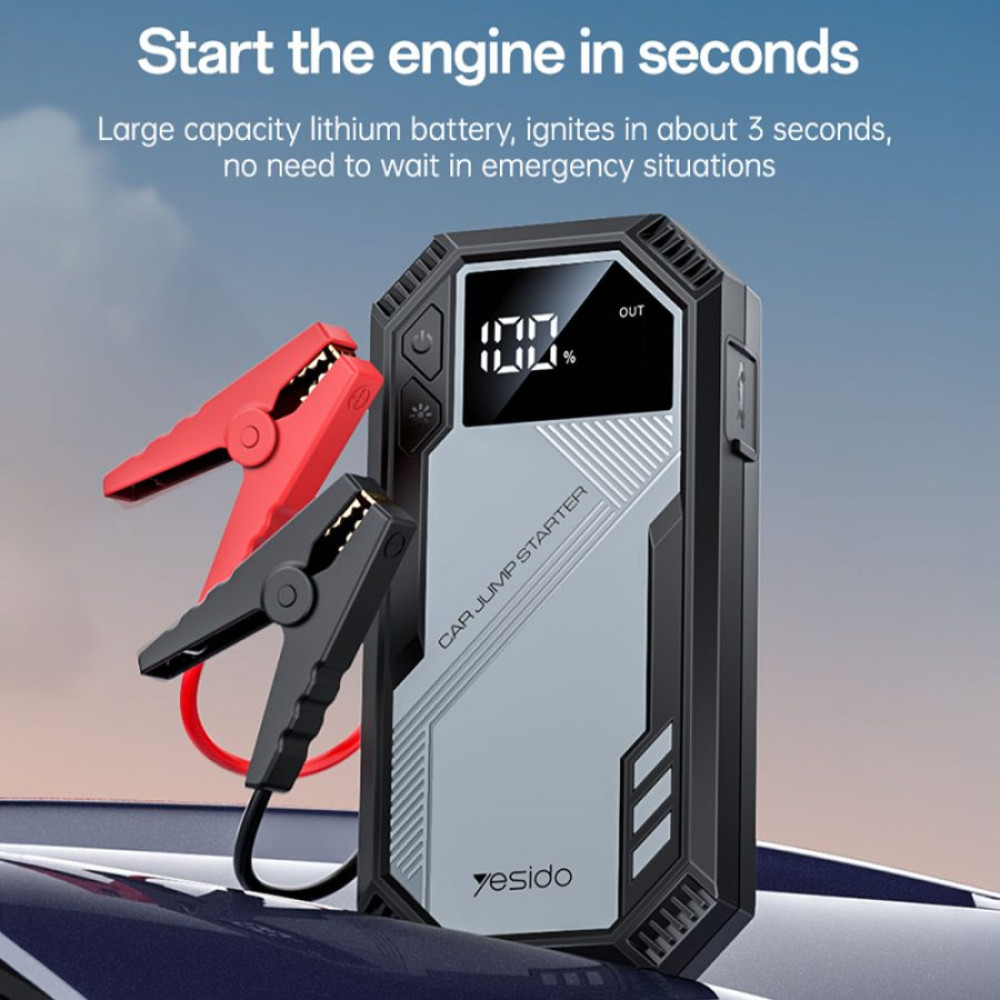 Εκκινητής Αυτοκινήτου Yesido VC11, PowerBank 6000mAh 12V - 300A / 800A PEAK Μαύρο-Γκρι