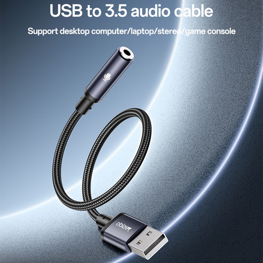 Yesido YAU46 Μετατροπέας Ήχου USB σε 3.5mm Jack 15cm Μαύρο