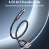 Yesido YAU46 Μετατροπέας Ήχου USB σε 3.5mm Jack 15cm Μαύρο