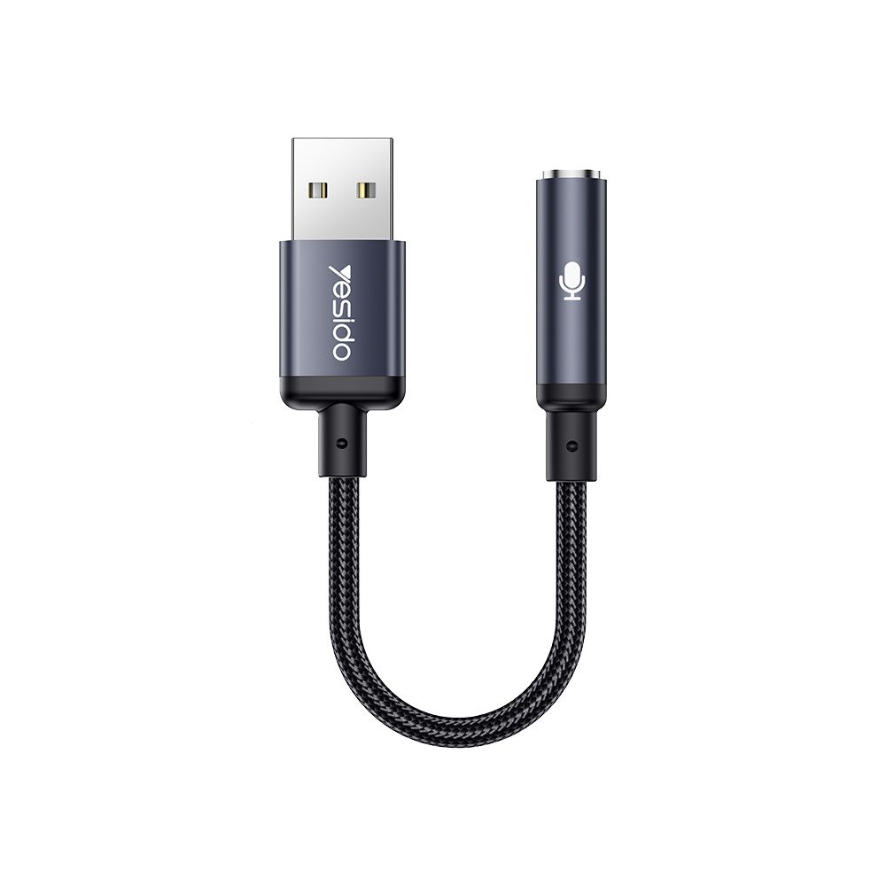 Yesido YAU46 Μετατροπέας Ήχου USB σε 3.5mm Jack 15cm Μαύρο