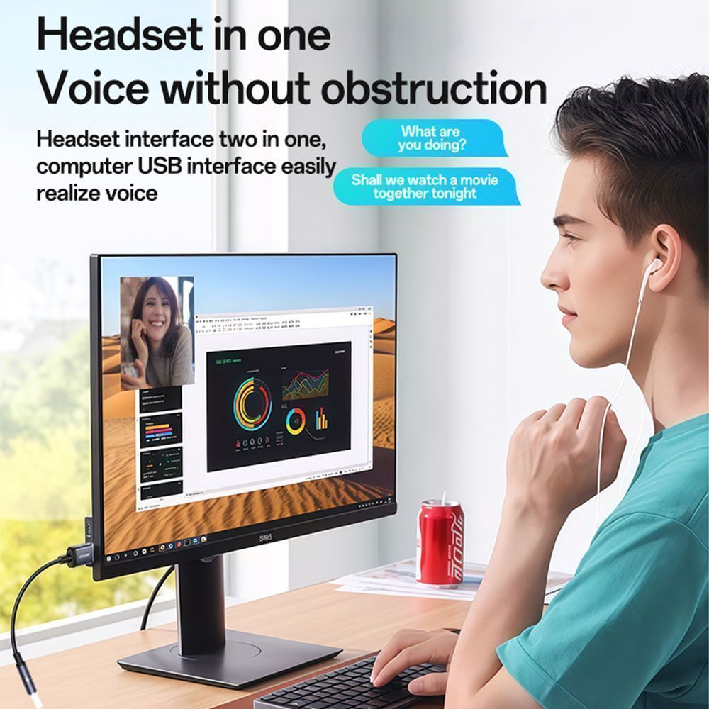 Yesido YAU46 Μετατροπέας Ήχου USB σε 3.5mm Jack 15cm Μαύρο