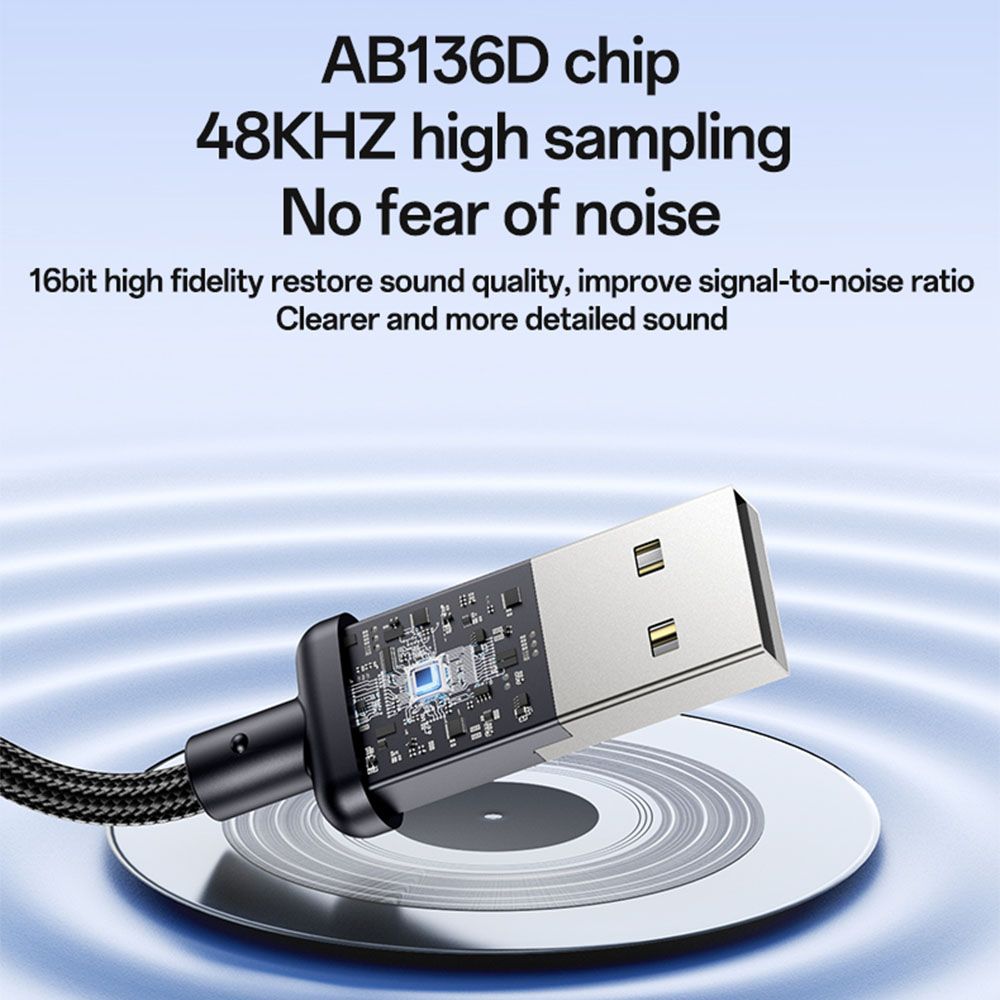 Yesido YAU46 Μετατροπέας Ήχου USB σε 3.5mm Jack 15cm Μαύρο