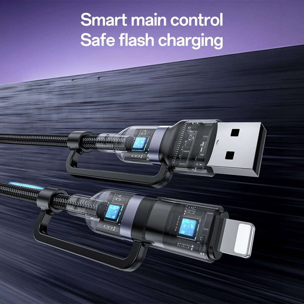 Καλώδιο Yesido CA200 Braided 4-σε-1 USB / Type-C / Lightning 60W 1m Μαύρο