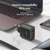 Φορτιστής Yesido YC144C 65W USB και 2xType-C με Καλώδιο Type-C PD Μαύρο