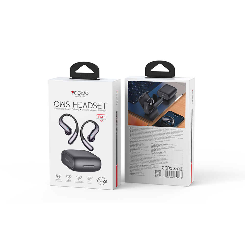 Ακουστικά Bluetooth Yesido YSP28 OWS 5.4 με ENC Μαύρο