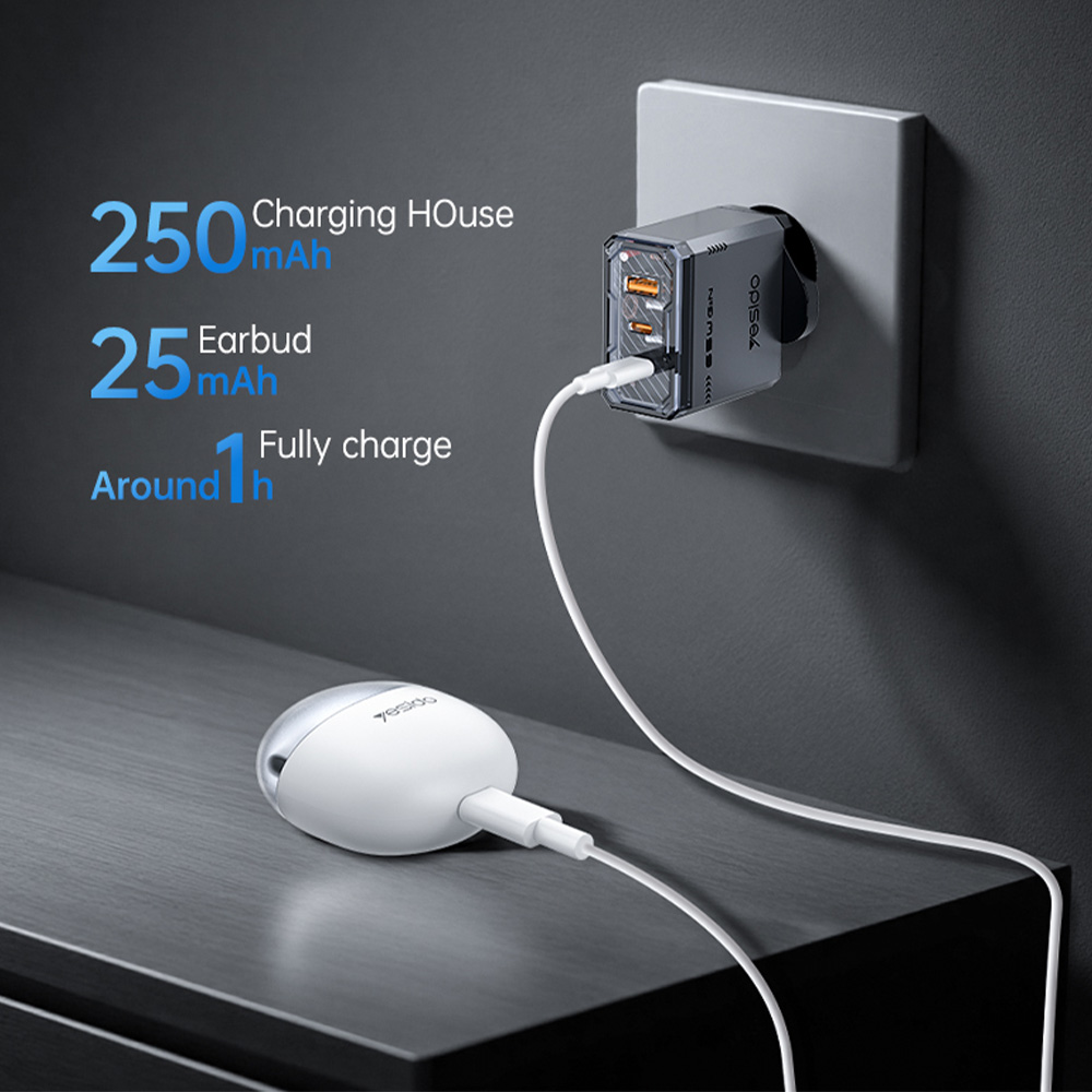 Ακουστικά Bluetooth Yesido TWS35 HiFi 5.3 με Θήκη Φόρτισης Λευκό