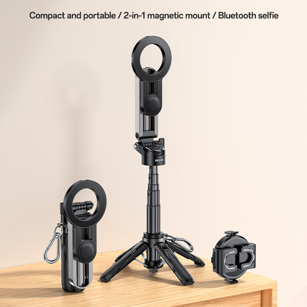 Yesido SF31 Bluetooth Magnetic & Clip Mini Selfie Stick Μαύρο