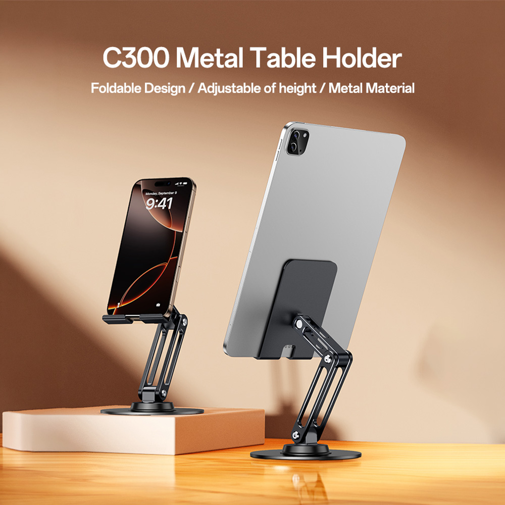 Yesido C300 Επιτραπέζια Βάση Κινητού & Tablet με Περιστροφή 360° Μαύρο
