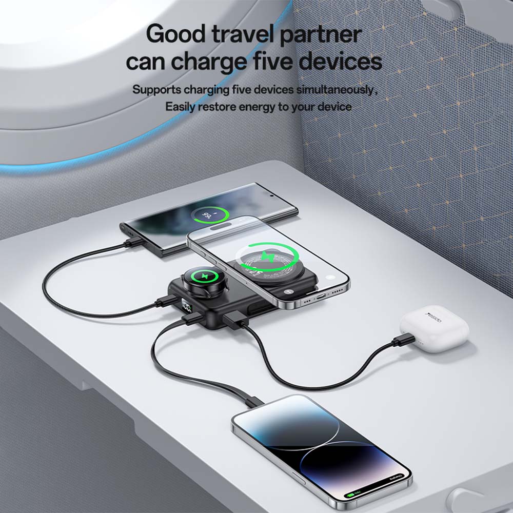 Ασύρματο Power Bank Yesido YP79 Magnetic 10000mAh 3-σε-1, 22.5W QC 4+ Μαύρο