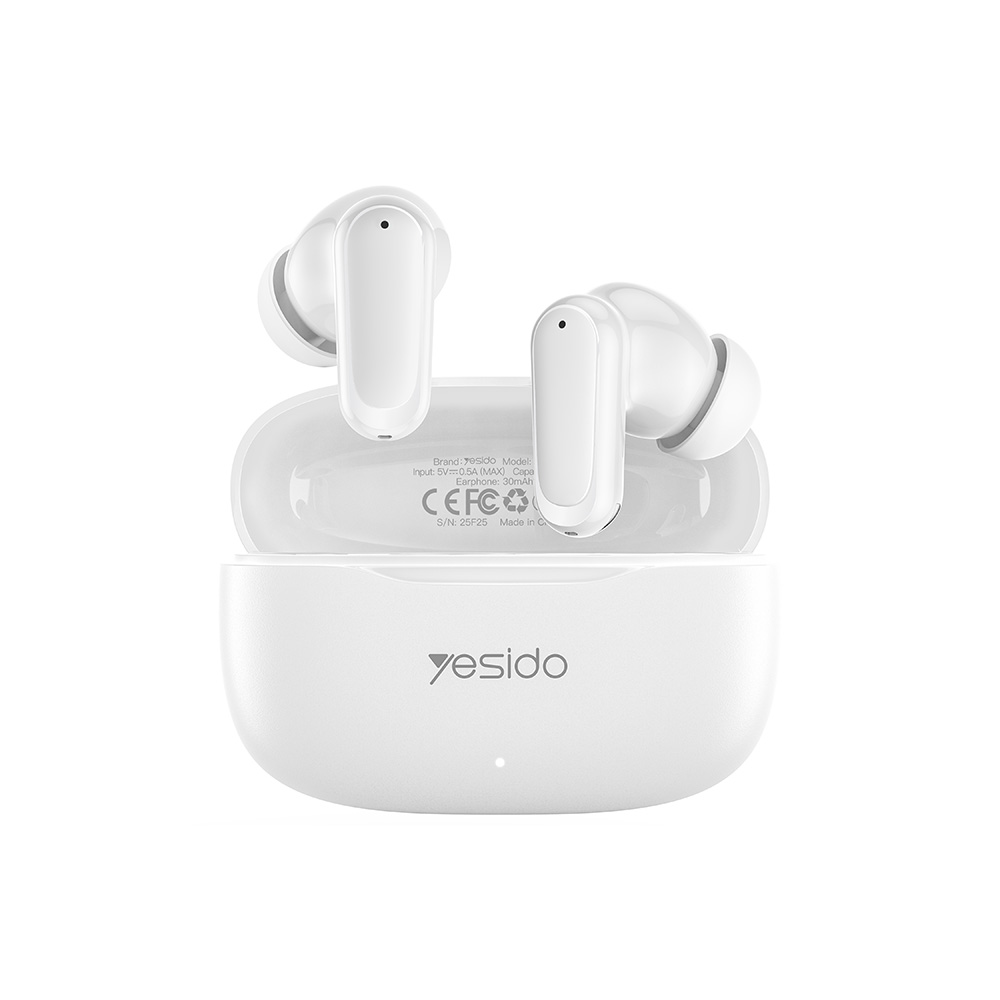 Ακουστικά Bluetooth Yesido TWS38 5.4 με Θήκη Φόρτισης Λευκό