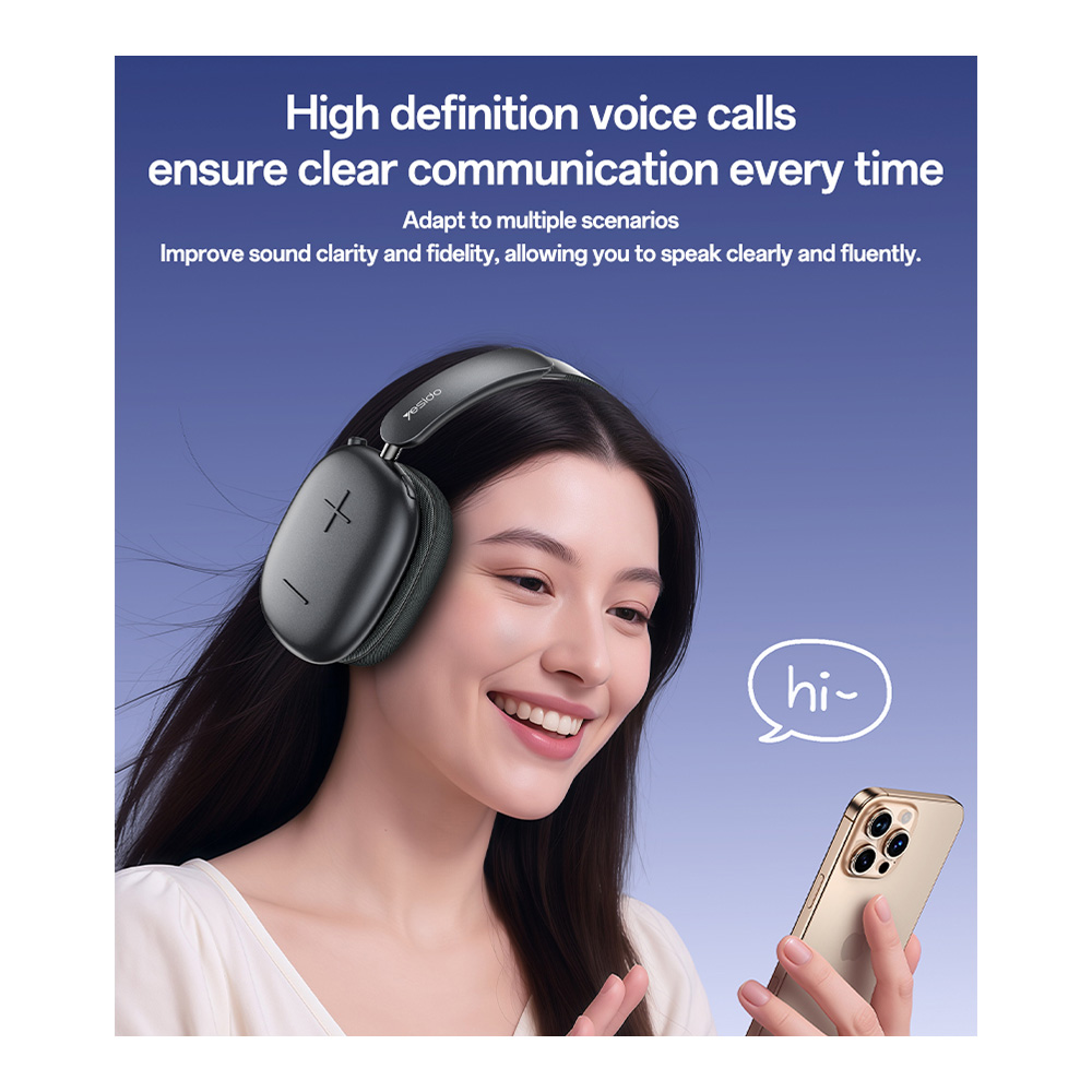 Bluetooth 5.4 Headset Yesido EP10 Hi-Fi On Ear με Ενσωματομένη Μπαταρία 400mah Μαύρο