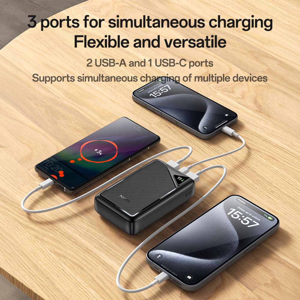 Powerbank Yesido YP80 10000mAh με Θύρες USB-C και USB-A X2, 12W Μαύρο
