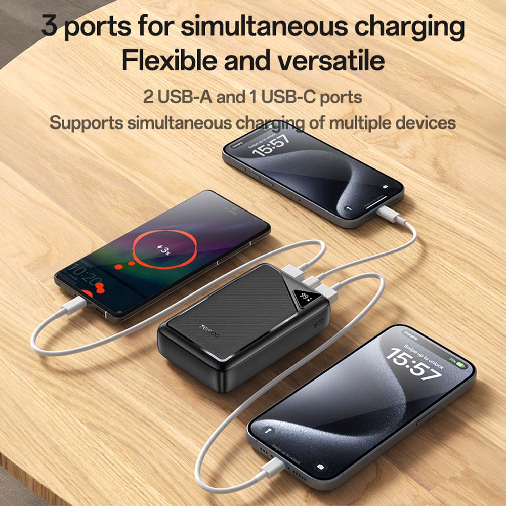 Powerbank Yesido YP81 20000mAh με Θύρες USB-C και USB-A X2, 12W Μαύρο