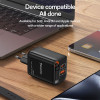 Φορτιστής Yesido YC99 40W USB-A και USB-C με ενσωματωμένο καλώδιο Type-C Μαύρο
