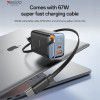 Φορτιστής Yesido YC100 67W USB-A και USB-C με ενσωματωμένο καλώδιο Type-C Μαύρο