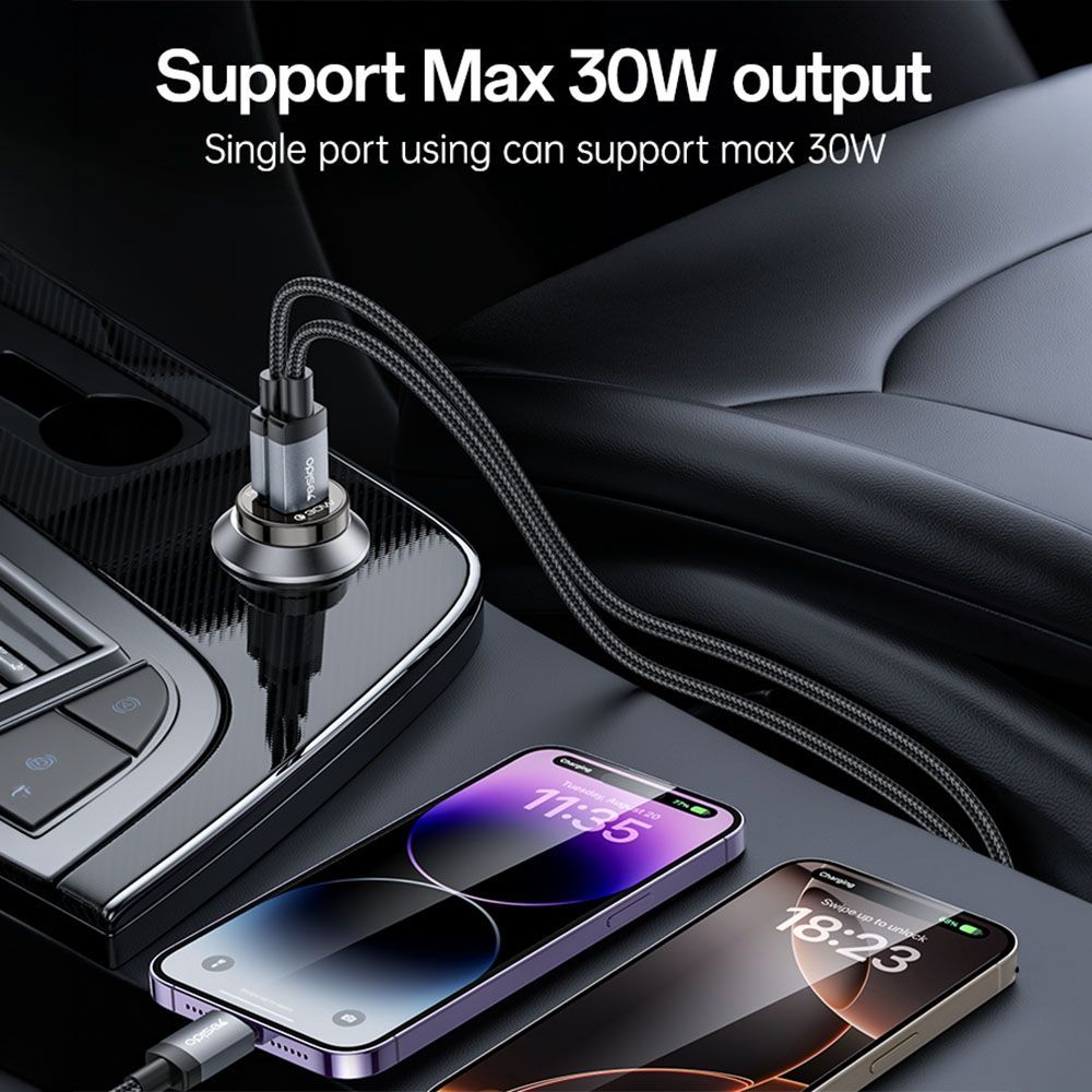 Φορτιστής Αυτοκινήτου Yesido Y72 USB-A + USB-C με καλώδιο Type-C 30W PD Μαύρο