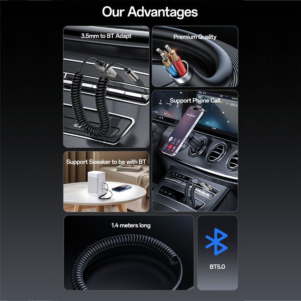 Yesido Αντάπτορας Bluetooth 5.0 AUX YAU82 Γκρι