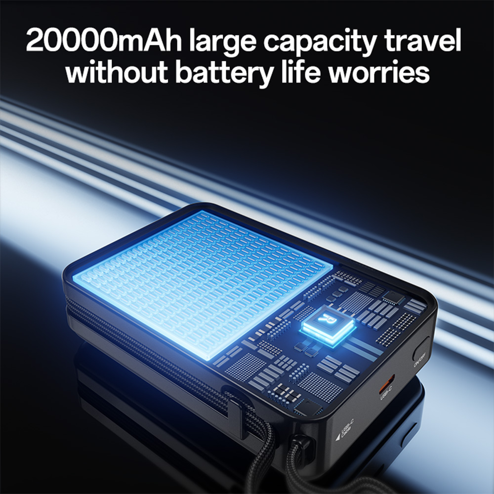 Powerbank Yesido YP97 20000mAh με Θύρα USB-C και Ενσωματωμένο Καλώδιο Type-C, 65W, QC 4.0+ Μαύρο
