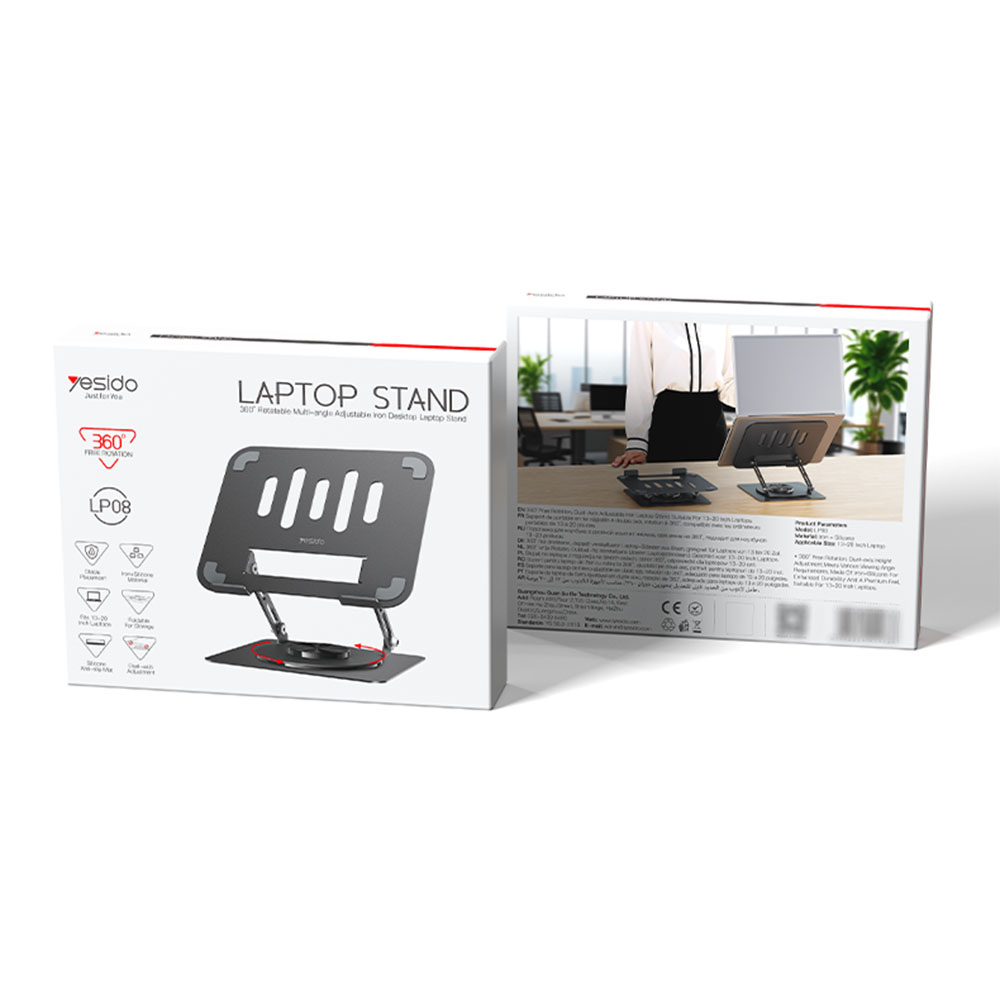 Yesido LP08 Περιστρεφόμενη Βάση Laptop 360° για 13 έως 20" Γκρι