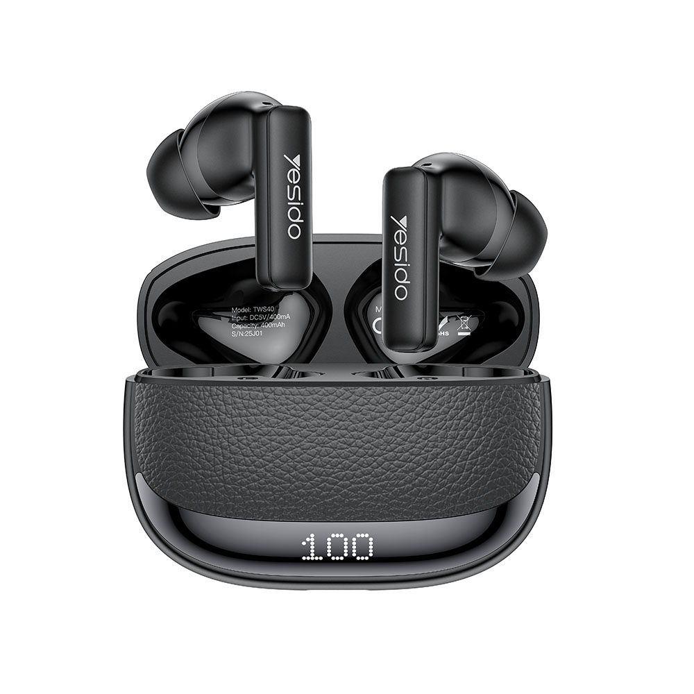 Ακουστικά Bluetooth Yesido TWS40, ANC & ENC με Θήκη Φόρτισης, ΒΤ6.0 Μαύρο