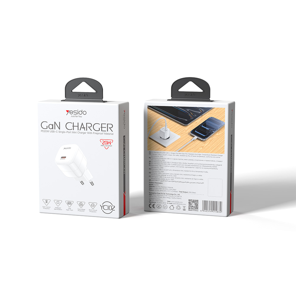 Φορτιστής Yesido YC102 20W Type-C PD Λευκό